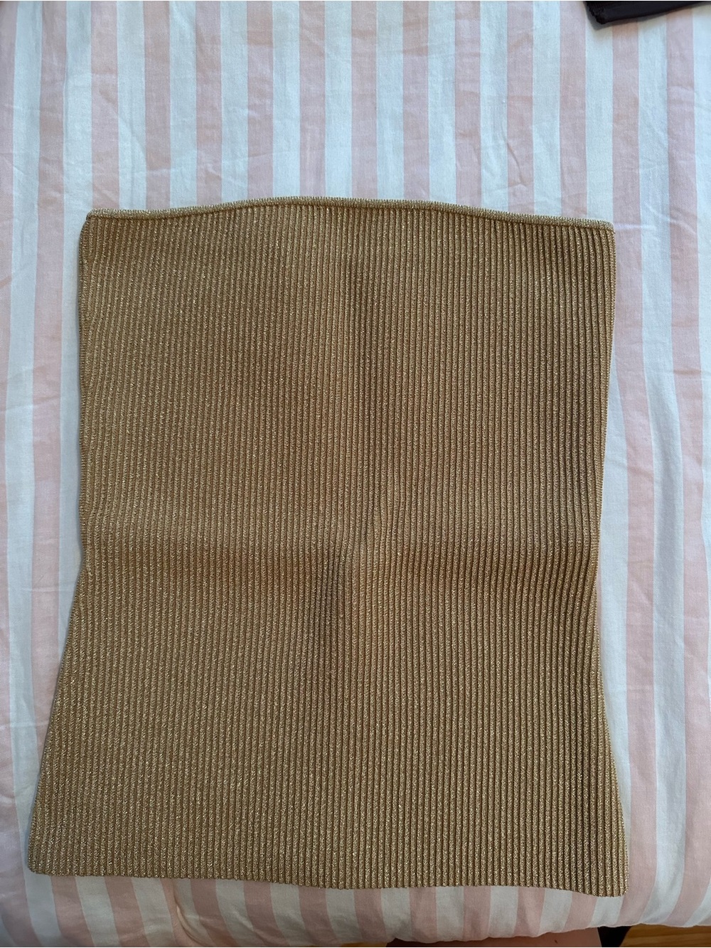 Babaton Sculpt Knit Tube Top in gold/tan color